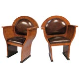 Pair of Austrian Burl Elmwood Armchairs