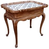 Antique Rococo Style Table with Tile Top
