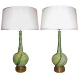 Pair Italian Mid-Century Art Glass Lamps