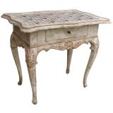 Danish Rococo Side Table with Tile Top