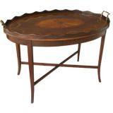 Antique English Oval Tea Tray Table