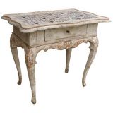 Danish Rococo Side Table with Delft Tile Top