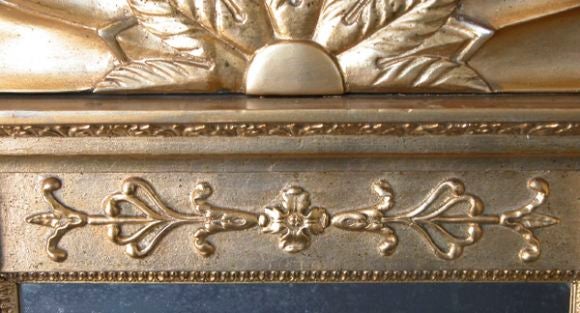 19th Century Swedish Empire Gilt Wood Mirror w Pointed Pediment Above a Splayed Fan Motif