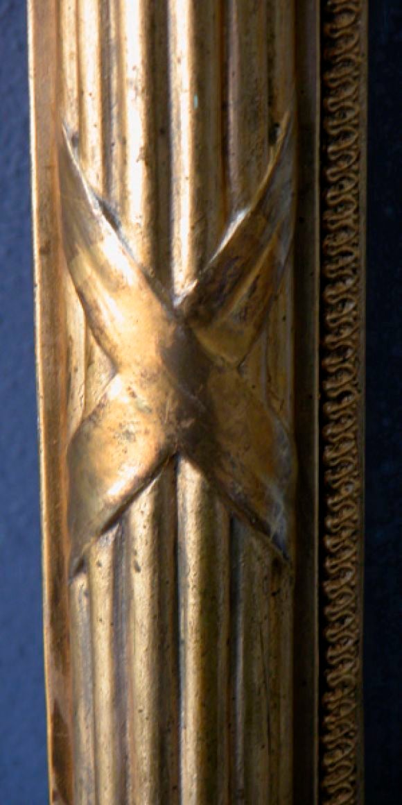 Swedish Empire Gilt Wood Mirror w Pointed Pediment Above a Splayed Fan Motif 1