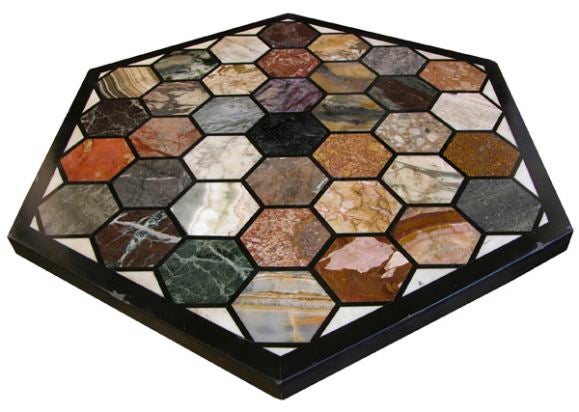 Pair of Italian Hexagonal Marble Tables