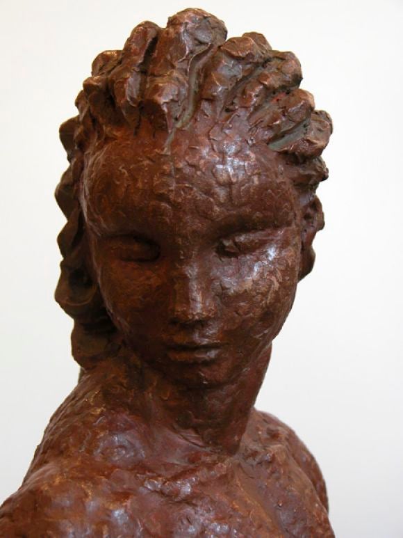 French 1940's Terra Cotta Sculpture of a Woman For Sale 2