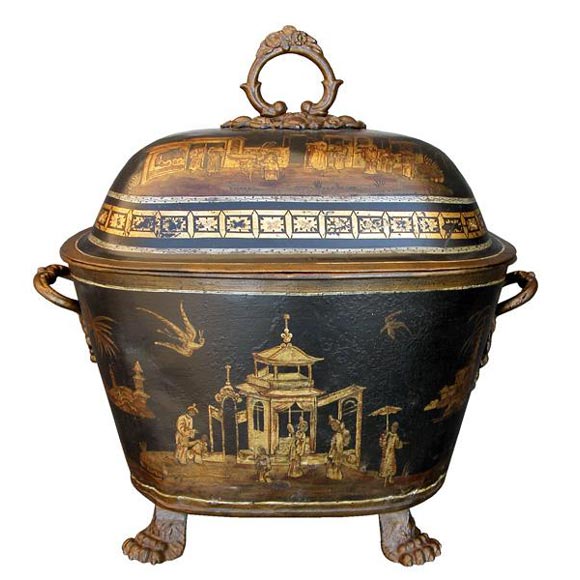English Regency Tole Coal Bin