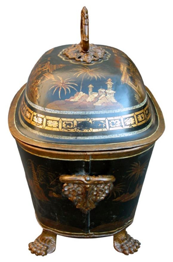 English Regency Tole Coal Bin