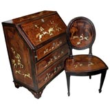 Italian Neoclassical Style Fall-Front Desk and Chair