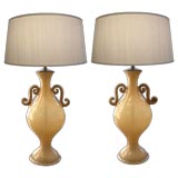 Pair of Italian MId-Century Art Glass Lamps