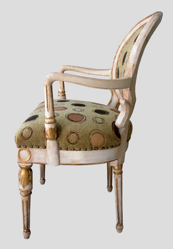 Neoclassical A Swedish Ivory Painted Oval Back Chair