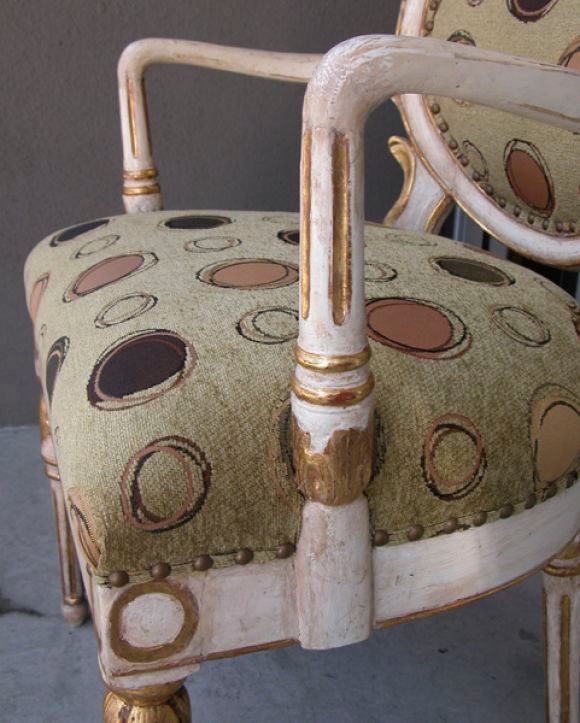 A Swedish Ivory Painted Oval Back Chair In Excellent Condition In San Francisco, CA