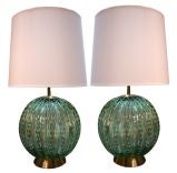 Pr. Italian 1950
s Murano Glass Lamps Pr. Italian 1950
s Murano Glass Lamps