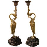 Pair of French Gilt-Bronze Candlesticks