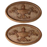 Pair of French Faux Marble and Giltwood Oval-form Relief Panels