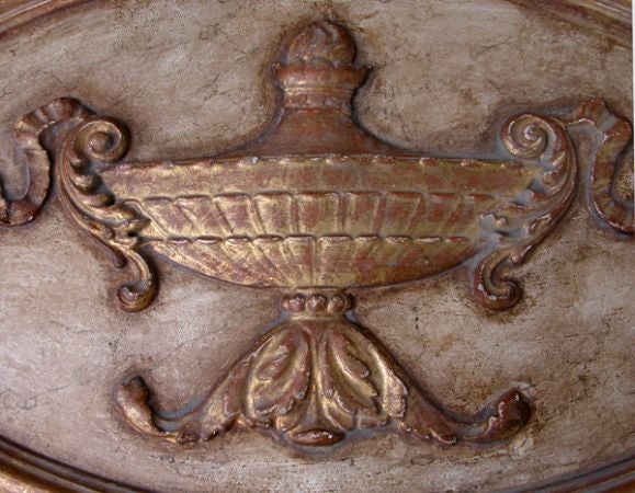 Pair of French Faux Marble and Giltwood Oval-form Relief Panels