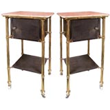 Pair of French Brass 
Steel Side Tables