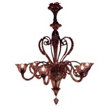 Important Italian Art Deco Hand-Blown Chandelier: Andrea Rioda