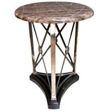 Vintage A Chic French 1940
s Nickel Plated Gueridon with Marble Top