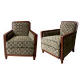 Handsome Pair of French Mahogany Club Chairs