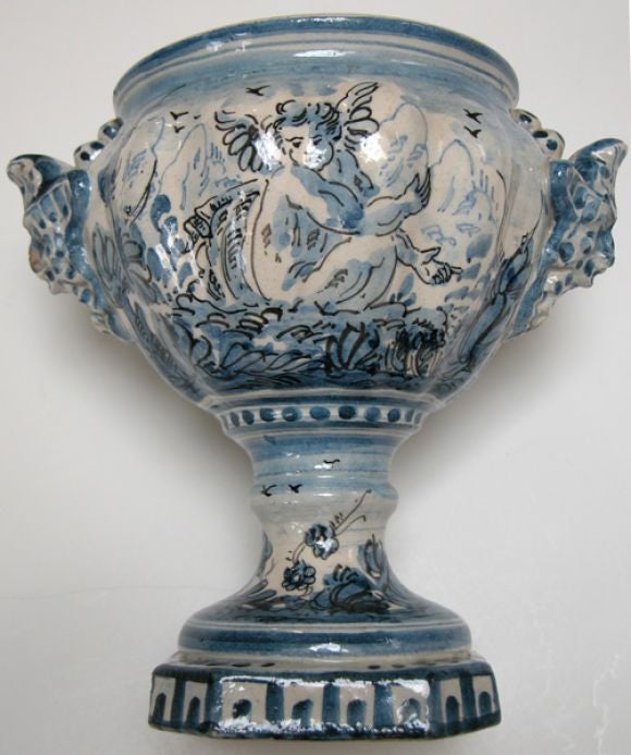A Charming Dutch Blue & White Delft Covered Urn