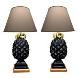 A Boldly-Scaled Pair of Italian 1960's  Pineapple-Form Lamps