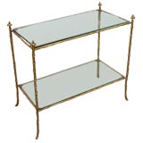 A Refined French Gilt-Bronze Faux Bamboo Side Table