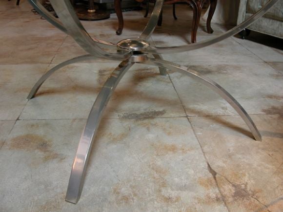 Chic Italian, 1960s Nickel-Plated Cocktail Table with Square Clear Glass Top In Good Condition For Sale In San Francisco, CA