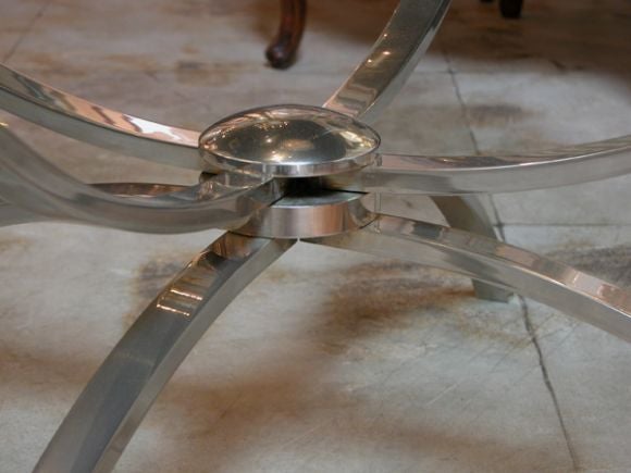 Mid-20th Century Chic Italian, 1960s Nickel-Plated Cocktail Table with Square Clear Glass Top For Sale