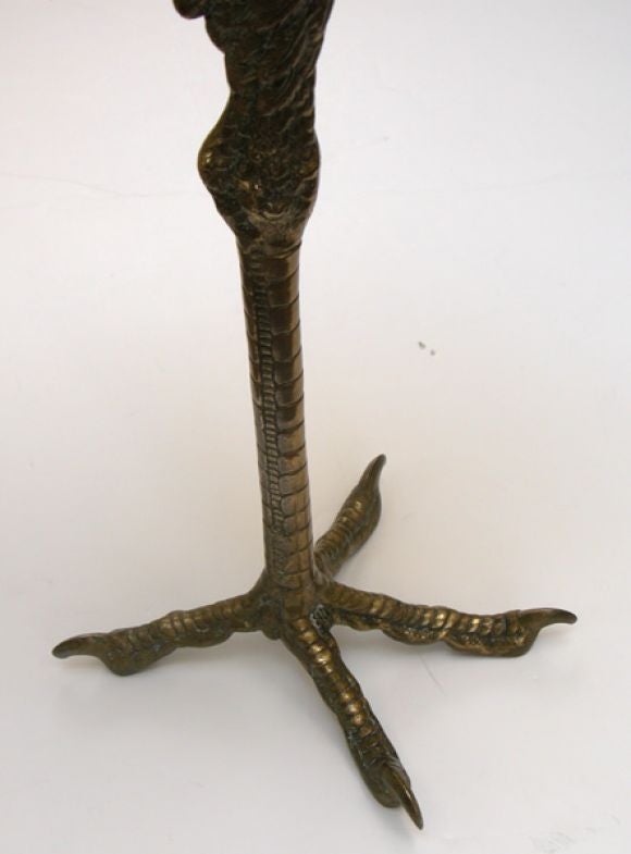 19th Century A French Bronze Ostrich Leg-Form Side Table with GraniteTop