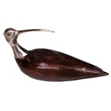 An Italian Carved Wooden Sculpture of a Heron w/Chrome Head