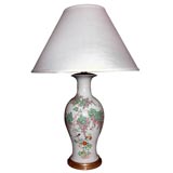 A Chinese Famille Rose Baluster-Form Vase Mounted as Lamp