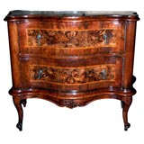 An Italian Rococo Revival Burl Walnut Chest of Drawers Antique An Italian Rococo Revival Burl Walnut Chest of Drawers