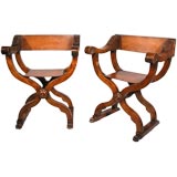 Pair of Spanish Renaissance Style Savonarola Chairs