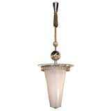 A Chic Italian Nickel-Plated & Murano Glass Lantern