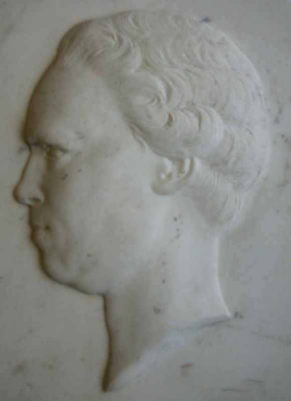 An Italian Neoclassical White Marble Relief Portrait of a Man