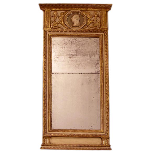 A Swedish Gustav III Ivory Painted and Parcel Gilt Mirror
