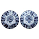 A Rare and Massive Pair of Dutch Delft Blue and White Chargers
