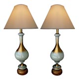 A Curvaceous Pair of Italian Mid Century Glass Lamps