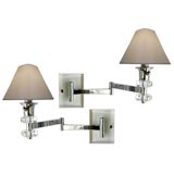 A Chic Pair of American 1970's Chrome and Lucite Wall Sconces