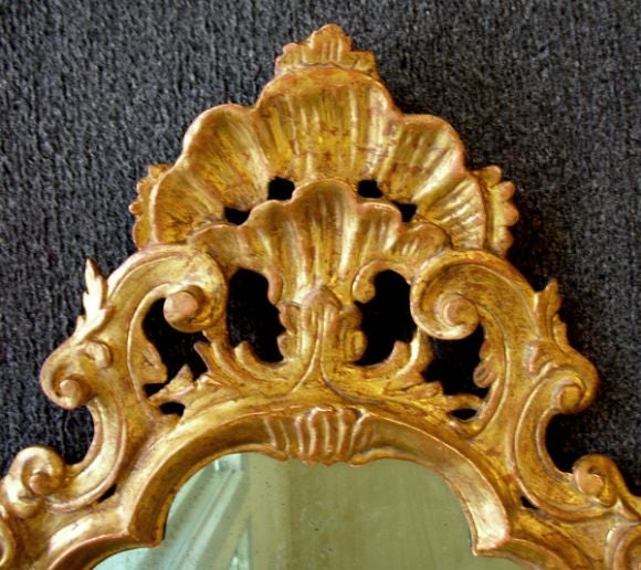 A Well-Carved Italian Rococo Cartouche-Shaped Mirror