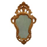 A Well-Carved Italian Rococo Cartouche-Shaped Mirror