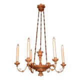 Antique An Swedish Second Empire Style Giltwood 6-Light Chandelier