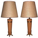 Pair 1950's Blond Lamps