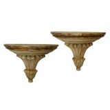 A Pair of Neoclassical Style Carved Wooden Wall Brackets