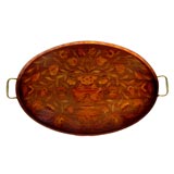 Antique An Inlaid English Edwardian Mahogany Oval Tray