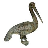 A boldly-Scaled Japanese Painted Bronze Pelican