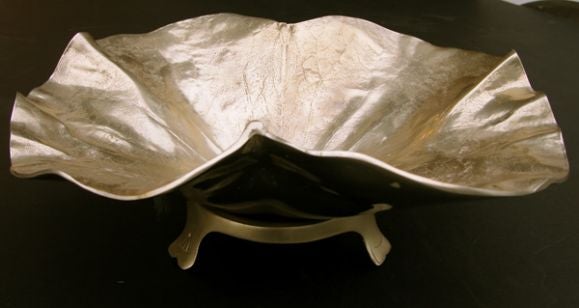 A Boldly-Scaled American Mid-Century Brass Lotus Leaf Bowl
