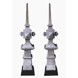 Antique A Striking and Large-Scaled Pair of French Zinc Roof Finials