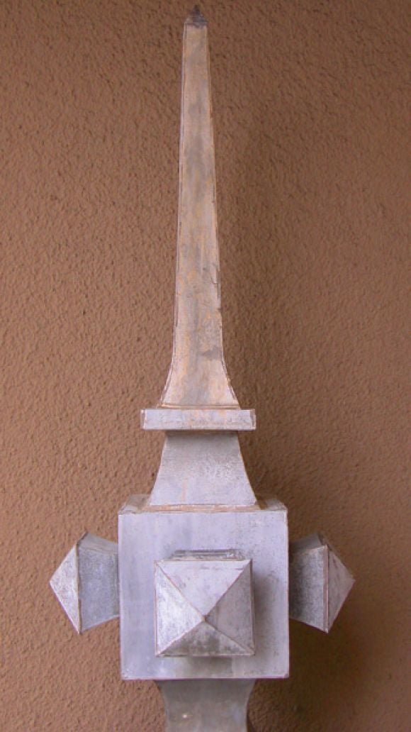 A Striking and Large-Scaled Pair of French Zinc Roof Finials